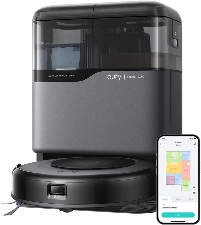 Product image of eufy Robot Vacuum Omni C20, Robot Vacuum and Mop Combo, Self Emptying, Auto Mop Washing and Auto Drying for Hands-free Cleaning, 7000 Pa Powerful Suction, 3.35-Inch Ultra-Slim Body, All-in-One Station