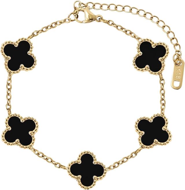 Product image of 18K Gold Plated Bracelet Gold Clover Bracelet Set for Women Four Leaf Lucky Bracelets Dupes Trendy Jewelry Birthday Gifts for Women