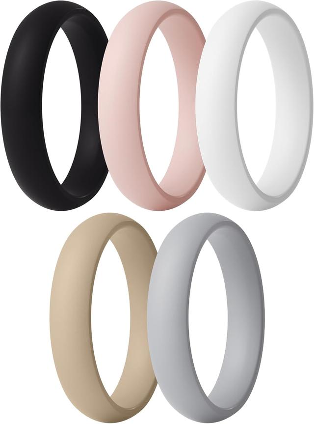 Product image of ThunderFit Women’s Silicone Engagement Rings, 5.5mm Wide, 2mm Thick, Wedding Rubber Bands, Variety Multipack 1-7