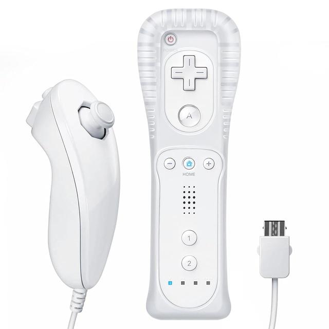 Product image of LaiChauKit Wii Remote with Nunchuck, Compatible with Nintendo Wii/Wii U, Wii Controller with Nunchuck, with Silicone Case and Wrist Strap