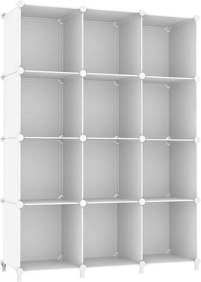Product image of AWTATOS Cube Storage Organizer Storage 12 Cube Bookshelf DIY Plastic Closet Clothes Storage Shelves with Wooden Mallet, Stackable Storage Solution for Home, Bedroom, White