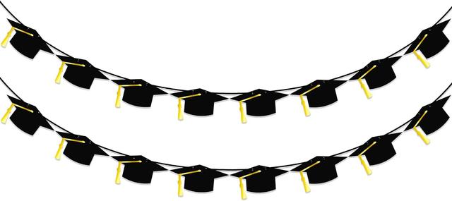 Product image of 16PCS Graduation Decorations Banner 2025, Congrats Grad Banner, Black Graduations Party Banner Decorations, 2025 Graduation Garland for College High School Grad Party Supplies Decor