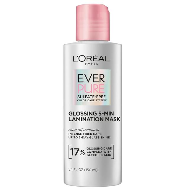 Product image of L'Oreal Paris Glossing Lamination Hair Mask with Glycolic Acid, Hair Treatment for Lasting Shine and Smoothness for Dull, Dry Hair, EverPure, 5.1 Fl Oz