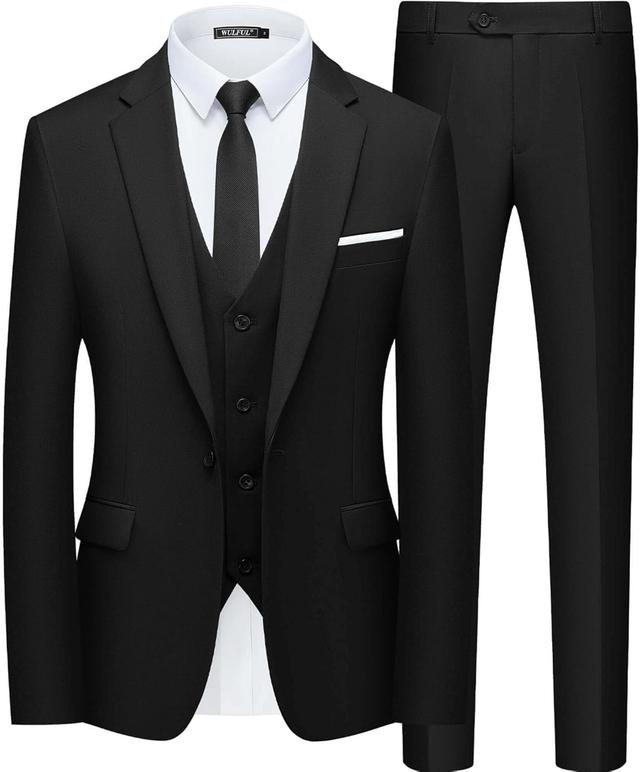 Product image of WULFUL Men’s Slim Fit Suit One Button 3-Piece Blazer Dress Business Wedding Party Jacket Vest & Pant