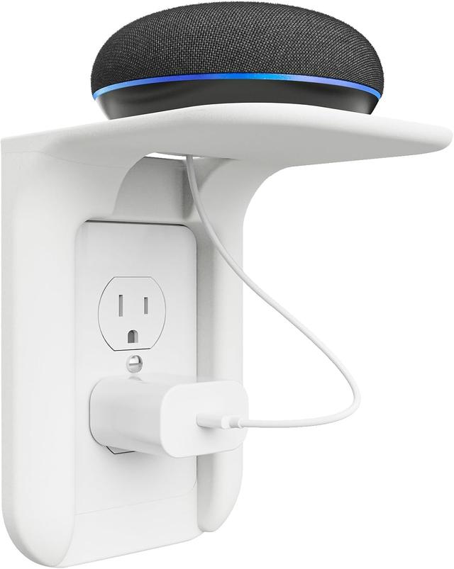 Product image of WALI Outlet Shelf Wall Holder, Bathroom Shelf up to 10lbs Standard Vertical Duplex Wall Organizer for Smart Home Decor Space Saving Power Tools, Toothbrush (OLS001-W), 1 Pack, White