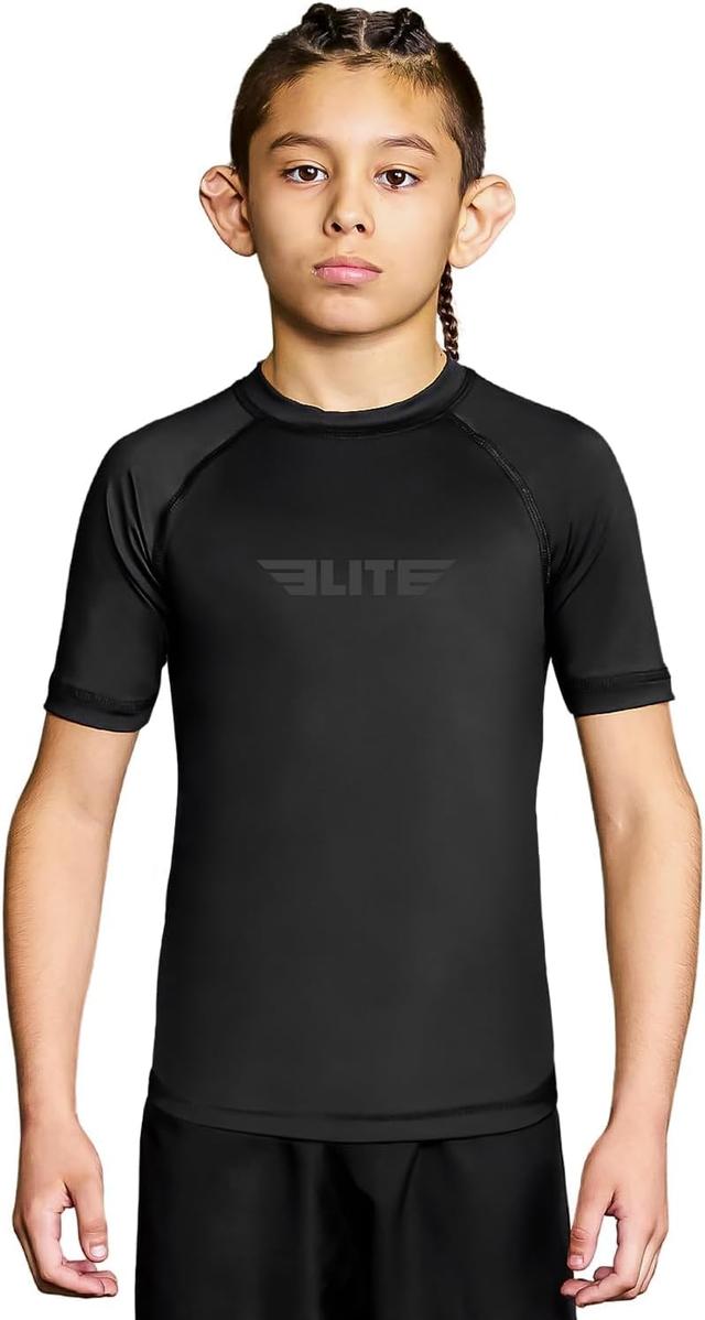 Product image of Elite Sports Kids Jiu Jitsu BJJ Rash Guard, Short Half Sleeve Compression Shirt for Youth Boys Girls Sports Nogi Training