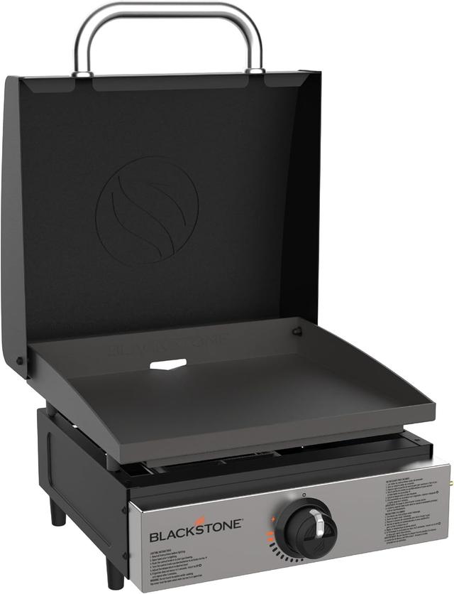 Product image of Blackstone 1814 Stainless Steel Propane Gas Portable, Flat Top Griddle Frill Station for Kitchen, Camping, Outdoor, Tailgating, Tabletop, Countertop – Heavy Duty & 12, 000 BTUs, 17 Inch, Black