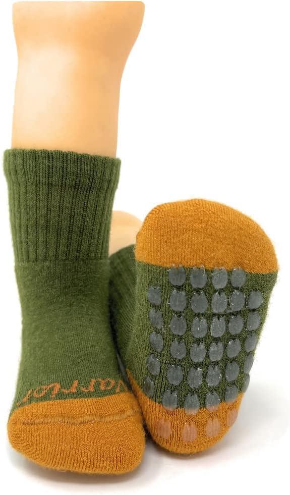 Product image of WARRIOR ALPACA SOCKS - Children's Comfort Cushioned Retro Solid Quarter Crew - Unisex with Non-Skid Alpaca Appliqués