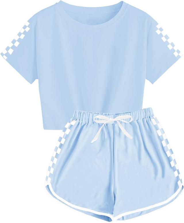 Product image of CNJFJ Kids Summer Sport T-Shirt and Shorts Set Plaid Print Clothing Sets Tracksuit