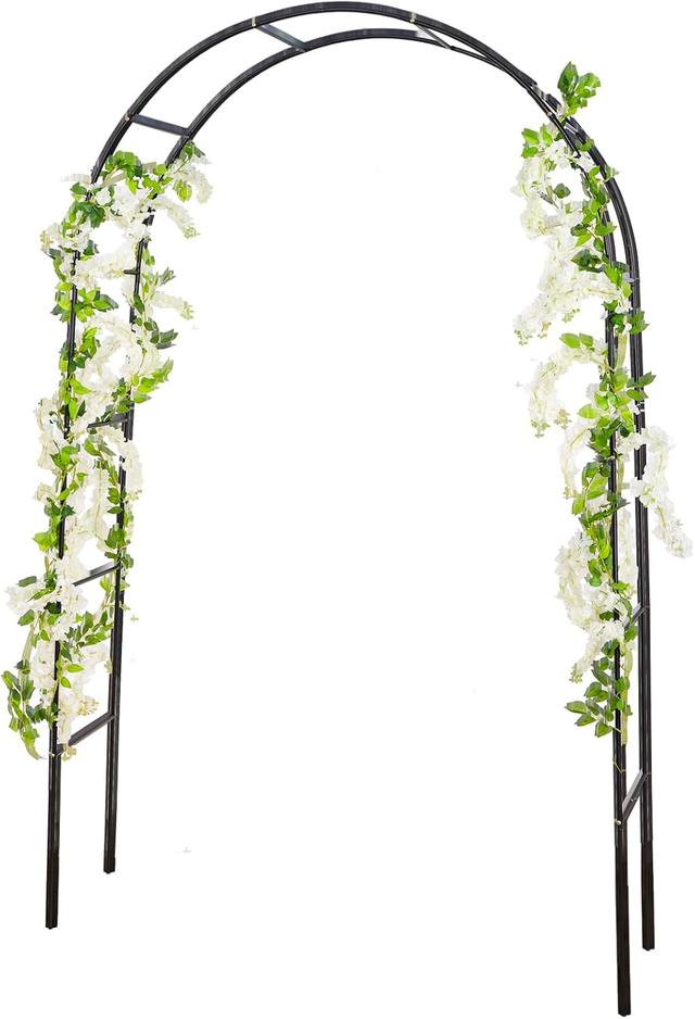 Product image of RUBFAC Metal Garden Arch, Wedding & Event Decoration, Garden Trellis for Climbing Plants, Assemble Freely 2 Sizes for Various Climbing Plant Roses Vines Bridal Party Decoration, Black, 1 Pack