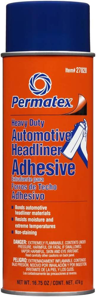 Product image of Permatex 27828 Body Shop Heavy Duty Headliner Adhesive, High-Strength Spray Adhesive, Repair Detached Or Loose Interior Parts, Dries Clear, Aerosol Can, 16.75 Oz