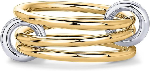 Product image of PAVOI 14K Gold Plated Interlocked Stackable Rings for Women - Statement Mixed Metals Multi Ring Stack - Cubic Zirconia Two-Toned Connected Bands Stacking Jewelry