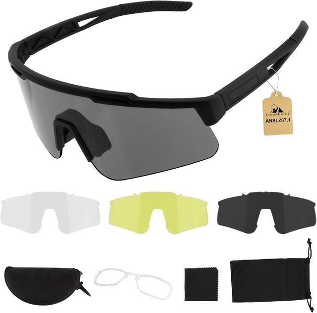 Product image of Tactical Eyewear Anti Fog, ANSI Z87.1 Sports Glasses with 3 Interchangeable Lens UV400 Protection Airsoft Goggle