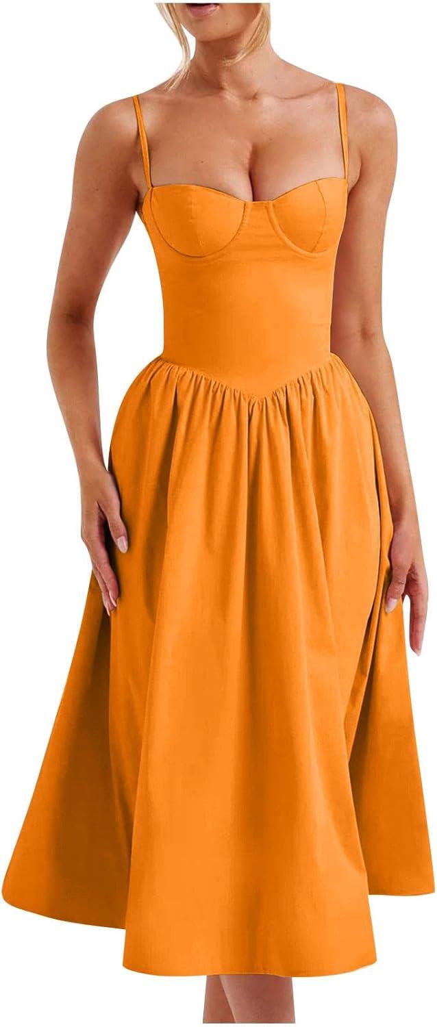 Product image of Women's Vintage Corset Dress Spaghetti Strap A-Line Midi Dress Elegant Cocktail Party Evening Dresses