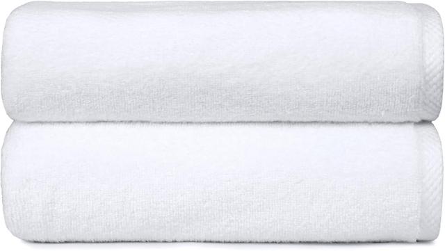 Product image of Amazon Basics 2 Piece Quick-Dry Oversize Bath Towel, 100% Cotton, White, 54" x 30"