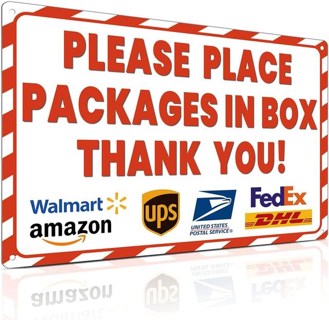 Product image of ALKB 8x12 Inch Rust-Free Aluminum Package Delivery Sign for Outdoor Use - Please Place Packages in Box Thank You - Delivery Signs for Packages, Delivery Box