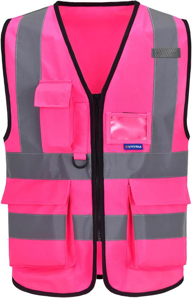 Product image of A-SAFETY Pink Safety Vests for Women,Working Safety Vest with Reflective Strips,Medium