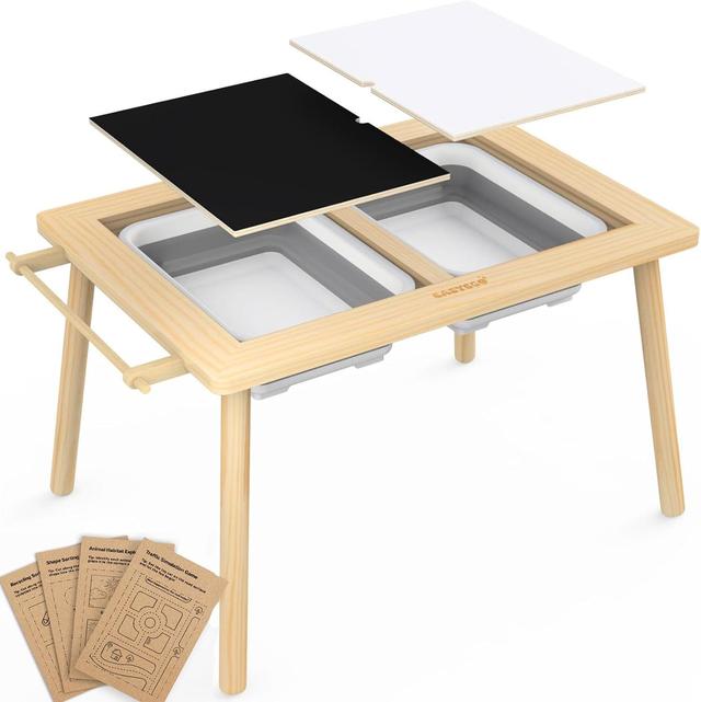 Product image of Sensory Table for Toddlers Kids Play Wooden Sand Water Table with Double-Sided Board & Foldable Storage Bins for Indoor and Outdoor Use, Birthday Gifts for Boys and Girls