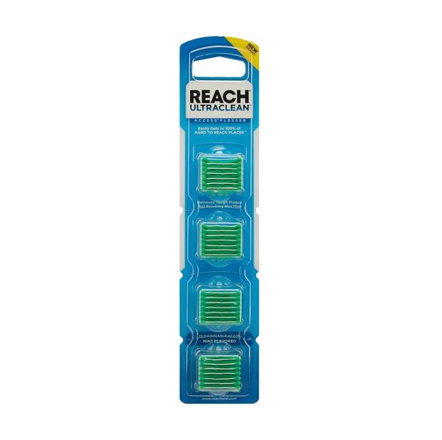 Product image of REACH Ultraclean Access Flosser Refill Heads, Mint, Plaque Remover for Teeth, Shred Resistant, for Hard to Reach Areas, Oral Care, PFAS Free, for Adults & Kids, 1 Pack, 28 Count