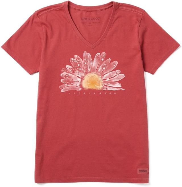 Product image of Life is Good Women's Crusher Tee, Short Sleeve Cotton Graphic T-Shirts, Watercolor Daisy Birds