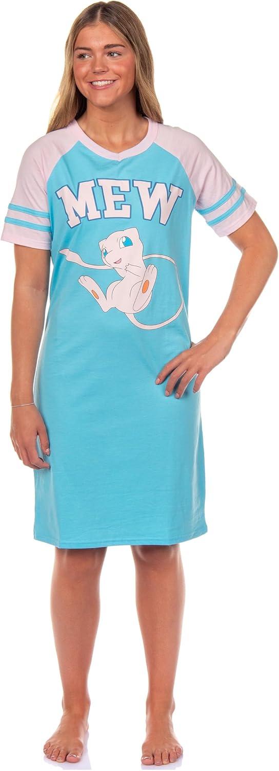 Product image of Pokemon Pajama Women's Varsity Raglan Sleep Shirt V-Neck Nightgown