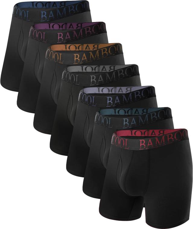 Product image of BAMBOO COOL Men's Ultra ComfortSoft Underwear, Moisture Wicking & Breathable No Ride Up Boxer Briefs with Fly, Multipack