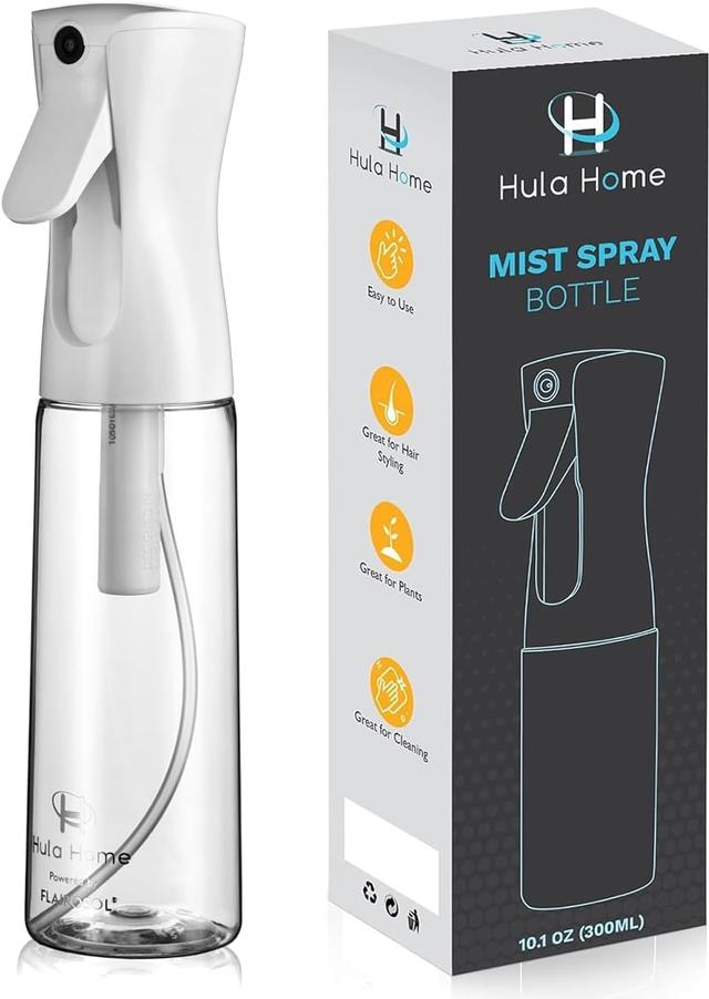 Product image of Hula Home Spray Bottle for Hair (10.1oz/300ml) - Powered by Flairosol® Spray Technology - Continuous Ultra Fine Mist Sprayer – For Hairstyling, Cleaning, Salons, Plants, Essential Oil & More - White