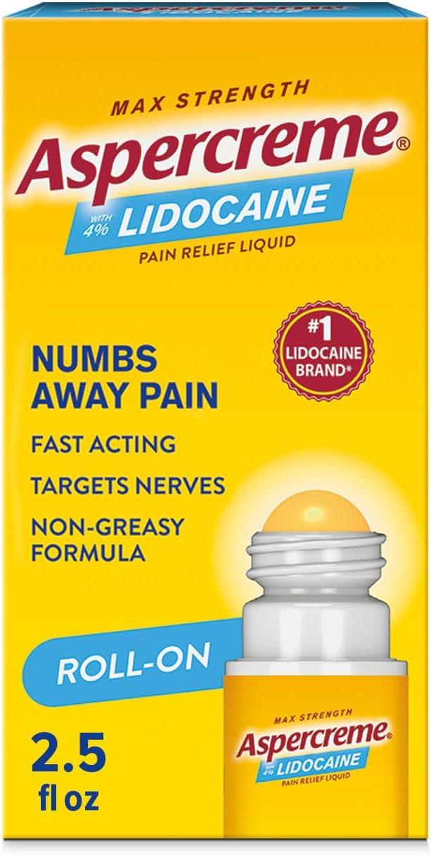 Product image of Aspercreme Odor Free Max Strength Lidocaine Pain Relief Liquid with Roll-On No Mess Applicator, 2.5 oz.