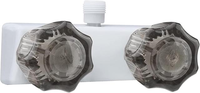 Product image of RV Shower Faucet, 4" RV Camper Shower Faucet Valve Diverter Replacement with Dual Smoked Acrylic Knobs for Outside and Inside Bathroom (White+Smoke Gray)