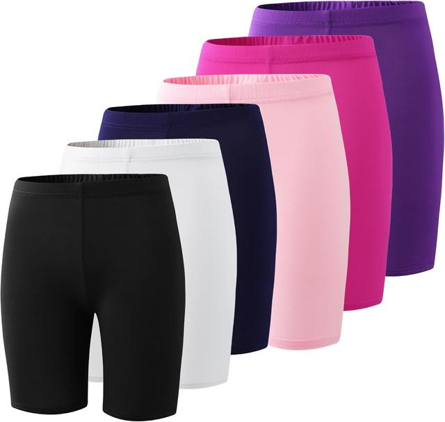 Product image of 6-Pack Girls' Compression Spandex Shorts for 4-12-Year-Olds | Athletic Wear for Gym, Dance, Yoga, Volleyball & Bike Riding