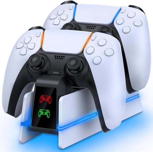 Product image of PS5-Controller-Charger-Station - Charging Station for PlayStation 5 Dualsense/Edge Controller with 9 Color Led Light, Fast Charging Dock & Holder Charger Stand for PS5/Slim/Pro Remote Accessories