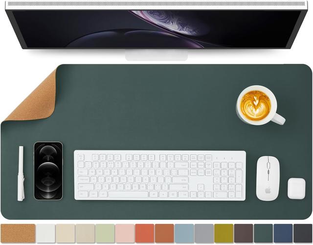 Product image of Cork Desk Mat - Dual-Sided Desk Pad for Office and Home - Desk Organization and Accessories - Ideal for Large Mouse Pad and Desk Mats on Top of Desks(Dark Green,80cmx 40cm)