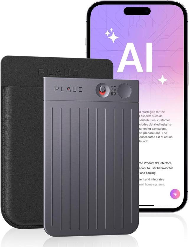 Product image of AI Voice Recorder, PLAUD Note Voice Recorder w/Case, App Control, Transcribe & Summarize with AI Technology, Support 112 Languages, 64GB Memory, Audio Recorder for Lectures, Meetings, Calls, Black