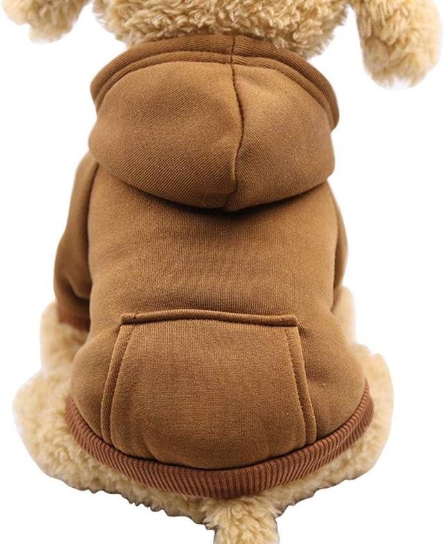 Product image of Jecikelon Winter Dog Hoodie Sweatshirts with Pockets Warm Dog Clothes for Small Dogs Chihuahua Coat Clothing Puppy Cat Custume (Coffee, Small)