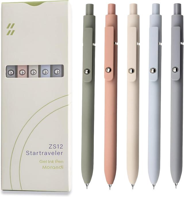Product image of Gel Pens, 5 Pcs 0.5mm Black Ink Pens Fine Point Smooth Writing Pens, High-End Series Pens for Journaling Note Taking, Cute Office School Supplies Gifts for Women Men (Morandi)
