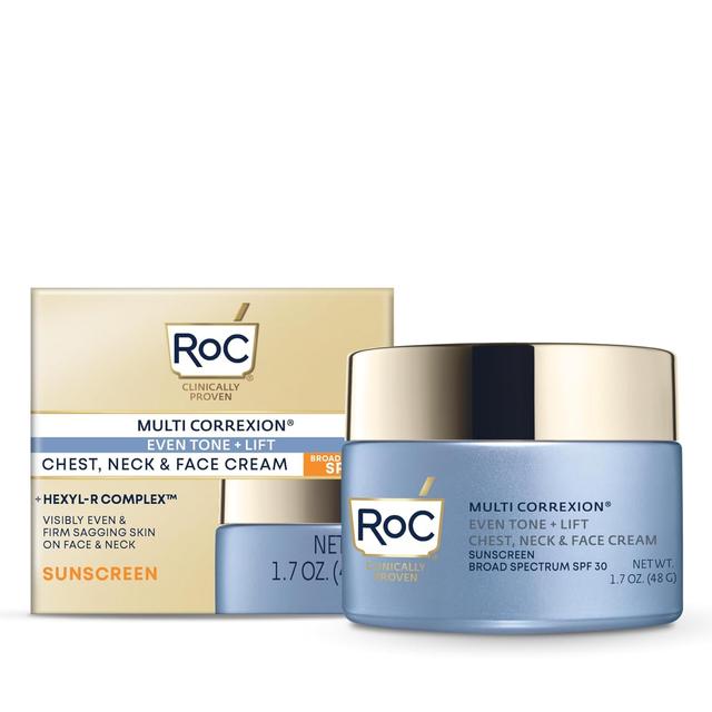 Product image of RoC Multi Correxion 5 in 1 Chest, Neck, and Face Moisturizer Cream with SPF 30, for Neck Firming and Wrinkles, Vitamin E & Shea Butter, Oil Free Skin Care, 1.7 Ounces (Packaging May Vary)