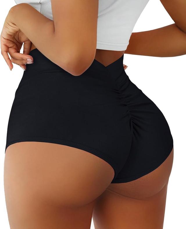 Product image of Women's High Waist Yoga Booty Shorts V Back Scrunch Gym Workout Spandex Dance Hot Pants Butt Lifting Rave Bottoms