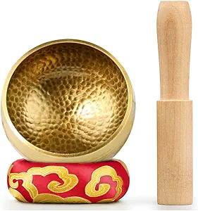 Product image of Tibetan Singing Bowl Set - Meditation Sound Bowl Cushion with Wooden Striker for Yoga, Meditation & Relaxation, Mindfulness,Chakra Healing, Stress Relief, Self-Regulation