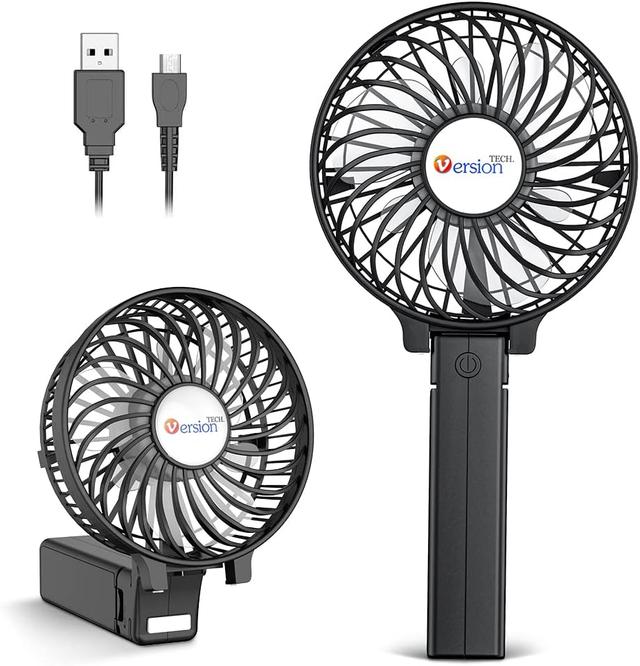 Product image of VersionTECH. Portable Handheld Fan, Powerful+Durable+4000mAh+180° Foldable, Mini Table Fans with USB Rechargeable Battery Operated Cooling Accessories for Personal Use, Travel, Office Black