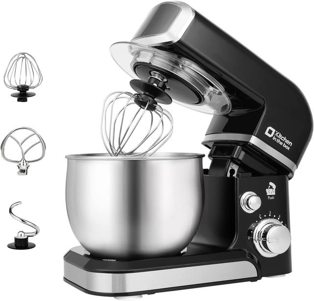 Product image of Kitchen in the box Stand Mixer,3.2Qt Small Electric Food Mixer,6 Speeds Portable Lightweight Kitchen Mixer for Daily Use with Egg Whisk,Dough Hook,Flat Beater (Black)