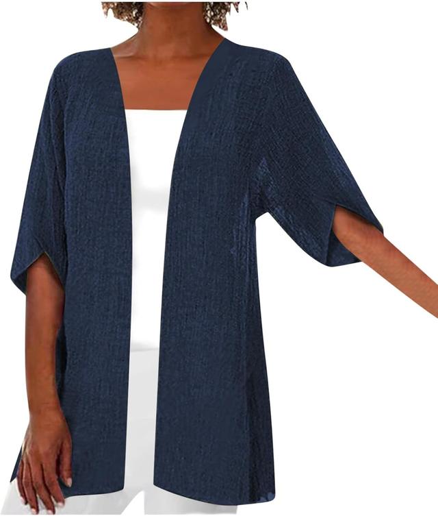 Product image of 2025 Lightweight Cardigans for Women Summer Casual Half Sleeve Kimono Loose Open Front Blouse Top Plus Size Outfits