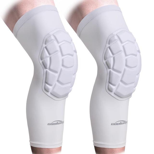 Product image of COOLOMG Knee Pads Wrestling Basketball Football Volleyball Youth Kids Adult Protective Knee Compression Sleeves White M