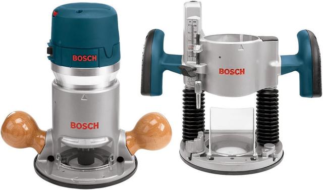 Product image of BOSCH 1617EVSPK Wood 12 Amp Router Tool Combo Kit - 2.25 Horsepower Plunge Router & Fixed Base with a Variable Speed Motor