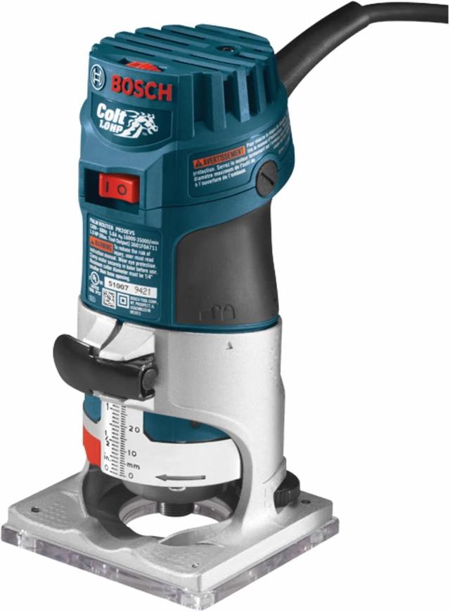 Product image of BOSCH PR20EVS Colt 1.0 HP Variable-Speed Palm Router - 5.6 Amp Motor, Soft Start, Constant ResponsCircuitry, Ergonomic Grip, Rugged Aluminum Base, Quick-Clamp System, 1/4" Collet