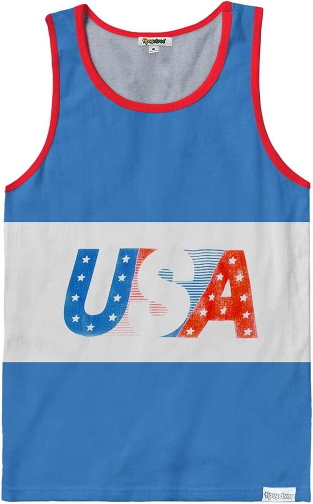 Product image of Tipsy Elves 4th of July Tank Tops Mens USA Sleeveless Shirts Retro Patriotic American Flag Tanks for Men