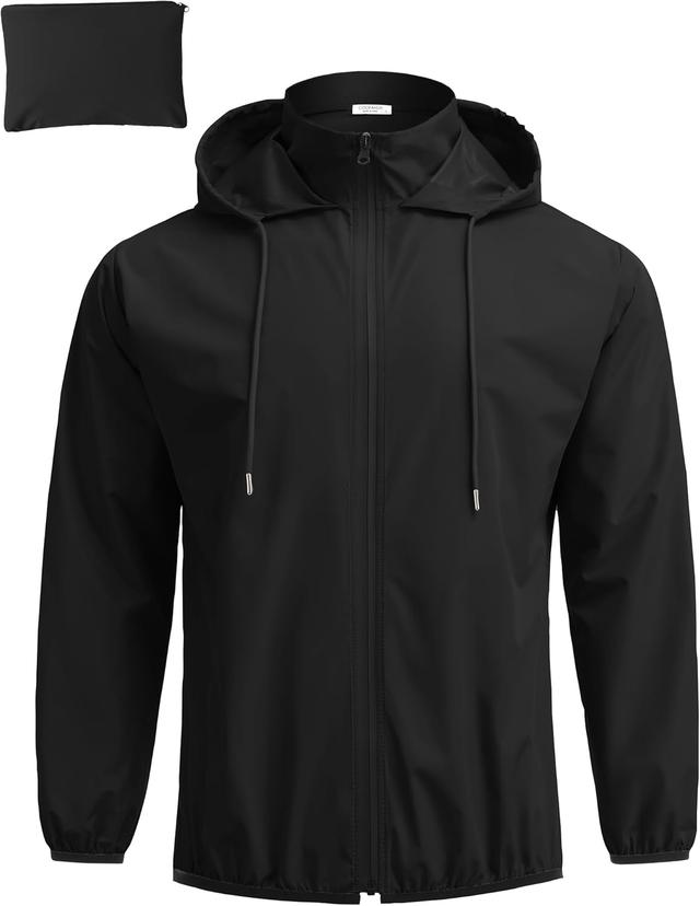 Product image of COOFANDY Men's Packable Rain Jacket Lightweight Waterproof Raincoat with Hood Travel Hiking Golf Windbreaker