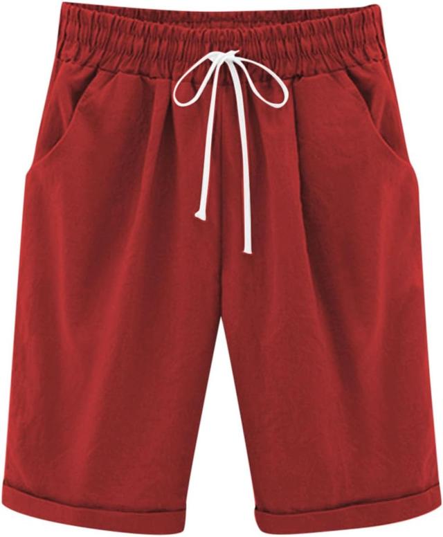 Product image of Girls Casual Bermuda Shorts Kids Knee Length High Waisted Summer Shorts Comfy Drawstring Short Pants with Pockets
