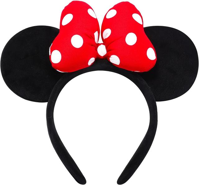 Product image of Handmade Mouse Ears Headband for Women and Girls, Polka Dot Bow Minnie Ears Costume Accessories