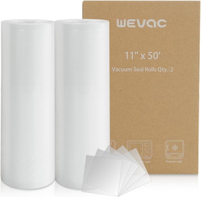 Product image of Wevac Vacuum Sealer Bags 11x50 Rolls 2 pack for Food Saver, Seal a Meal, Weston. Commercial Grade, BPA Free, Heavy Duty, Great for vac storage, Meal Prep or Sous Vide