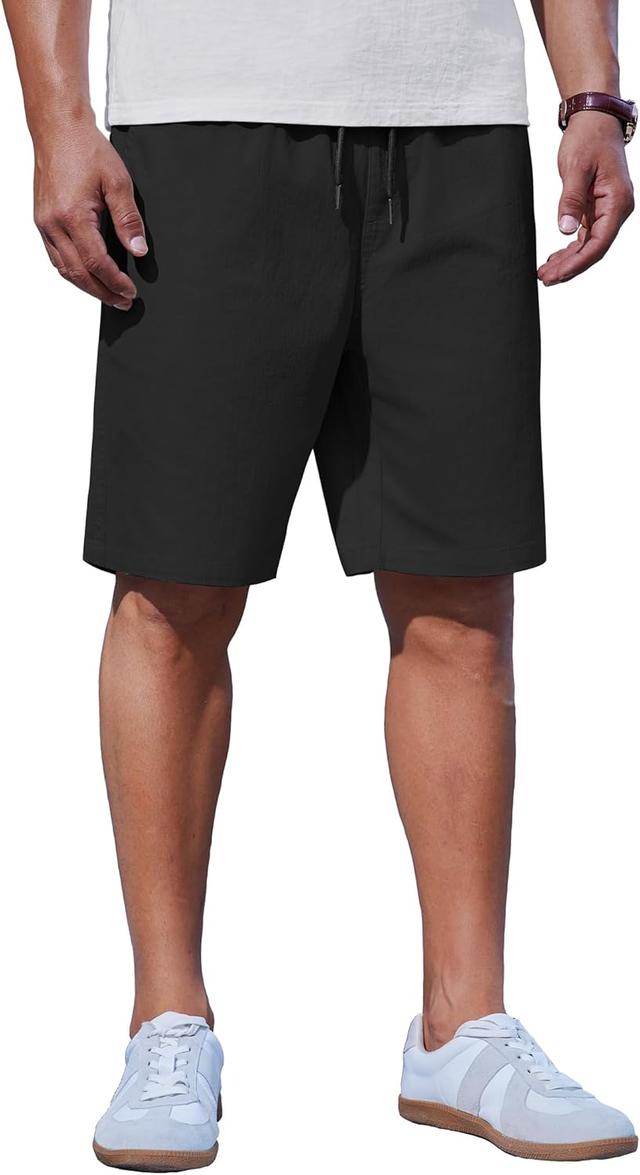 Product image of COOFANDY Mens Casual Shorts Cotton Drawstring Summer Shorts Elastic Waist Lightweight Twill Chino Shorts